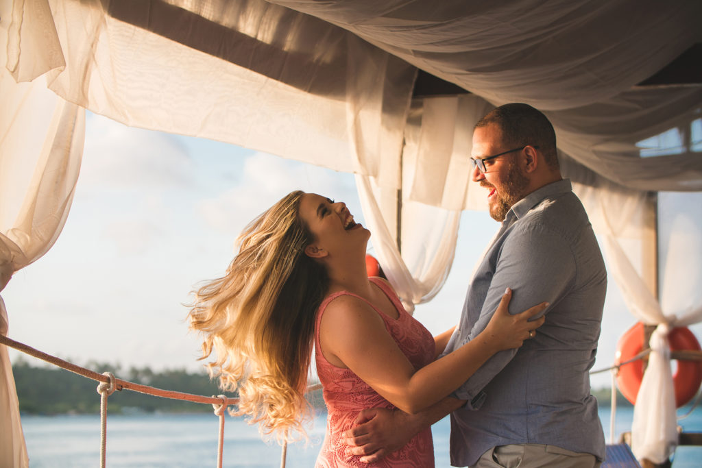 Couple in love on a cruise