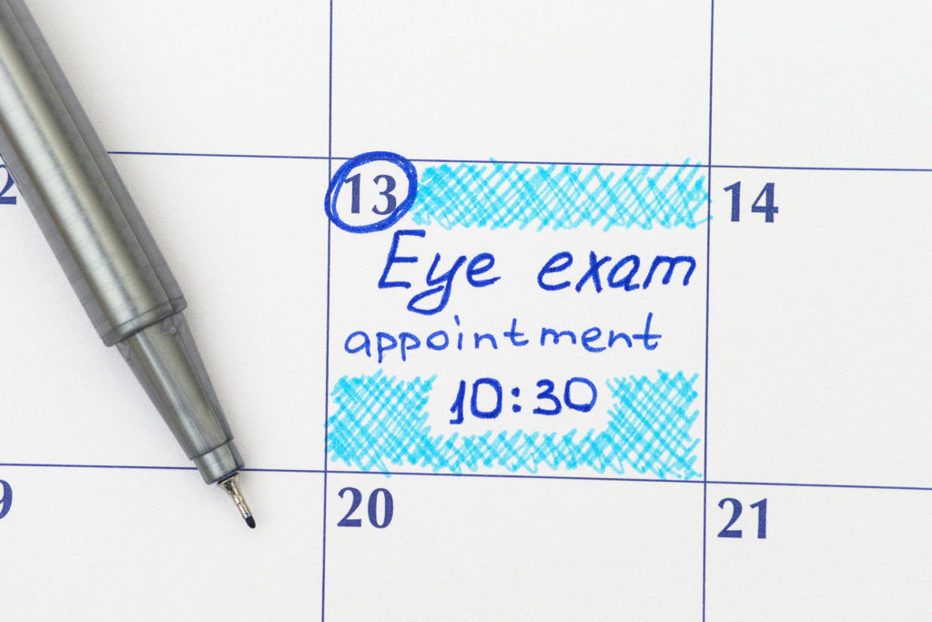 Closeup of calendar - eye appt reminder