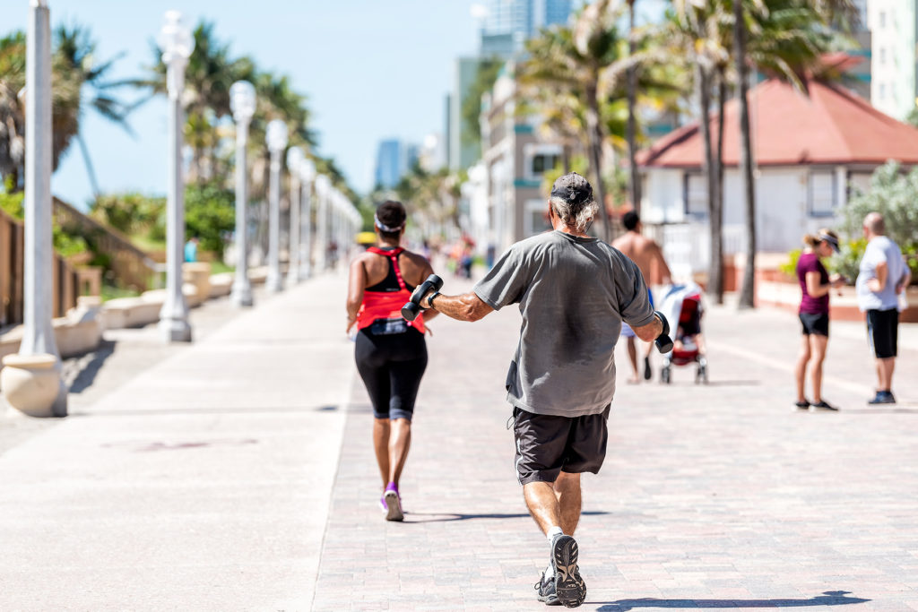 People exercising on Beach boardwalk