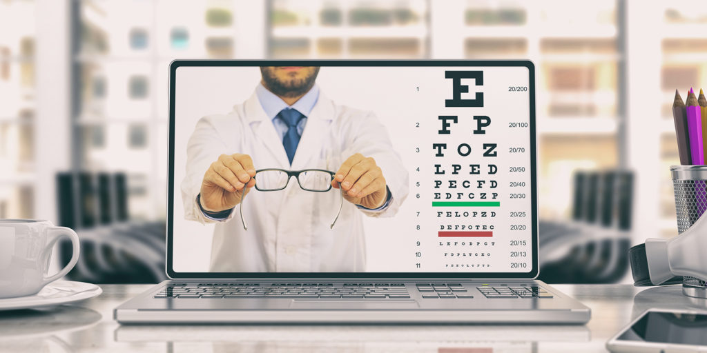 Eyesight test on a laptop