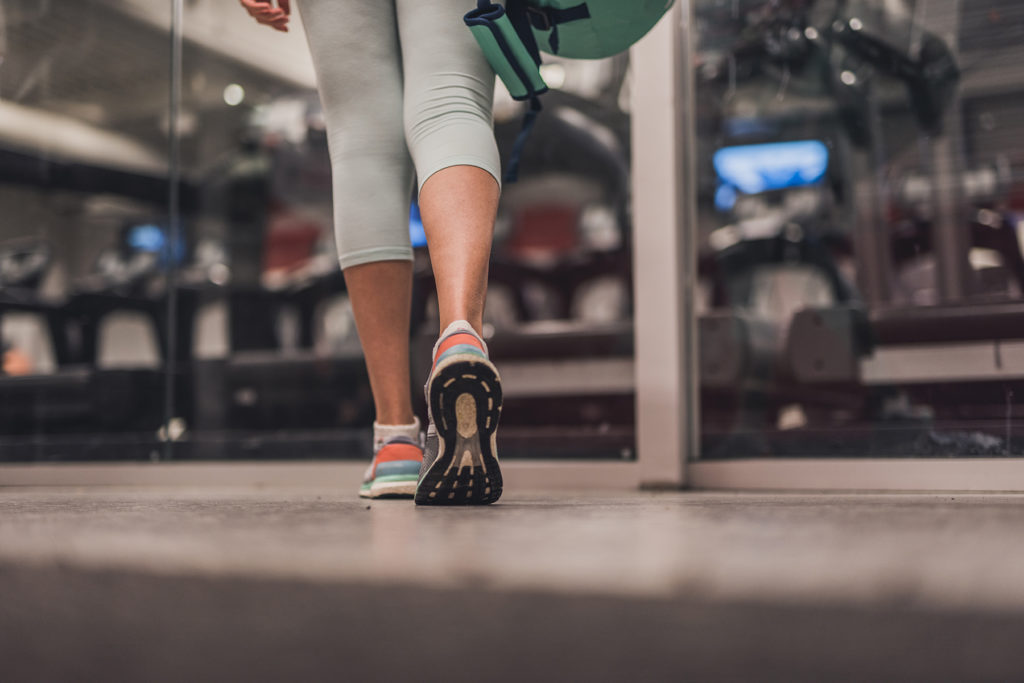 Close up of walking in gym.
