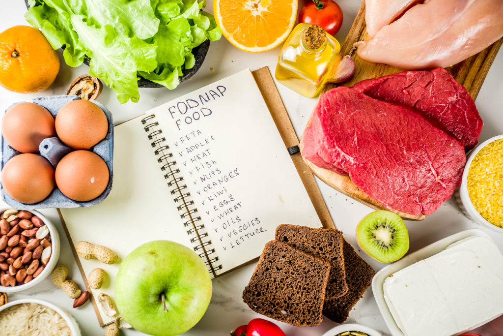 Fodmap diet notebook with food