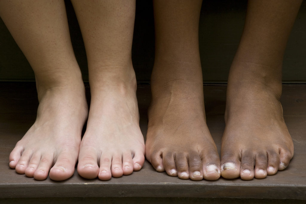 close-up of two sets of feet