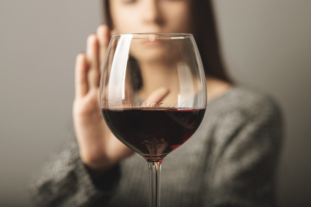 girl refuses wine