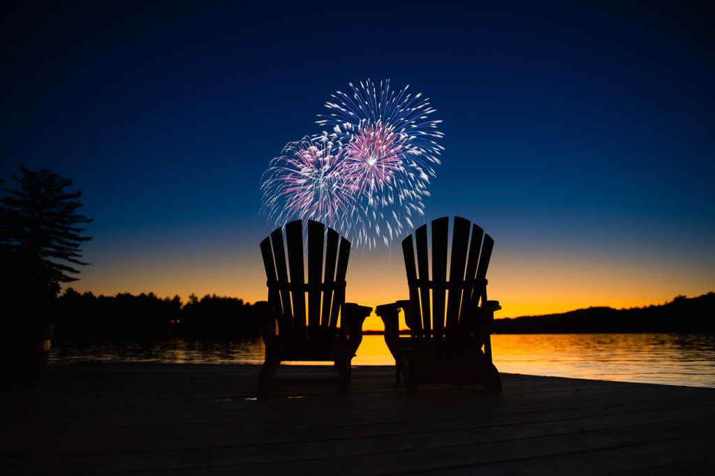 fireworks seen from afar